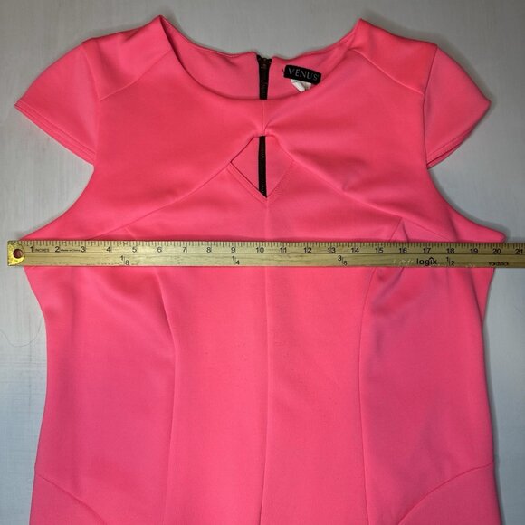 Venus Dress Women’s XL Hot Pink Bright Colorful Body Con Short Sleeve Cutout Zip - Picture 6 of 9